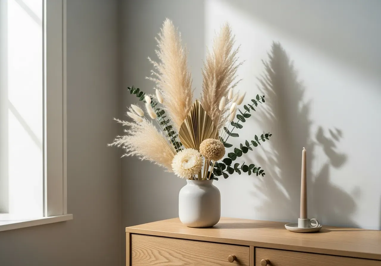 Korn och mini pampas i vas