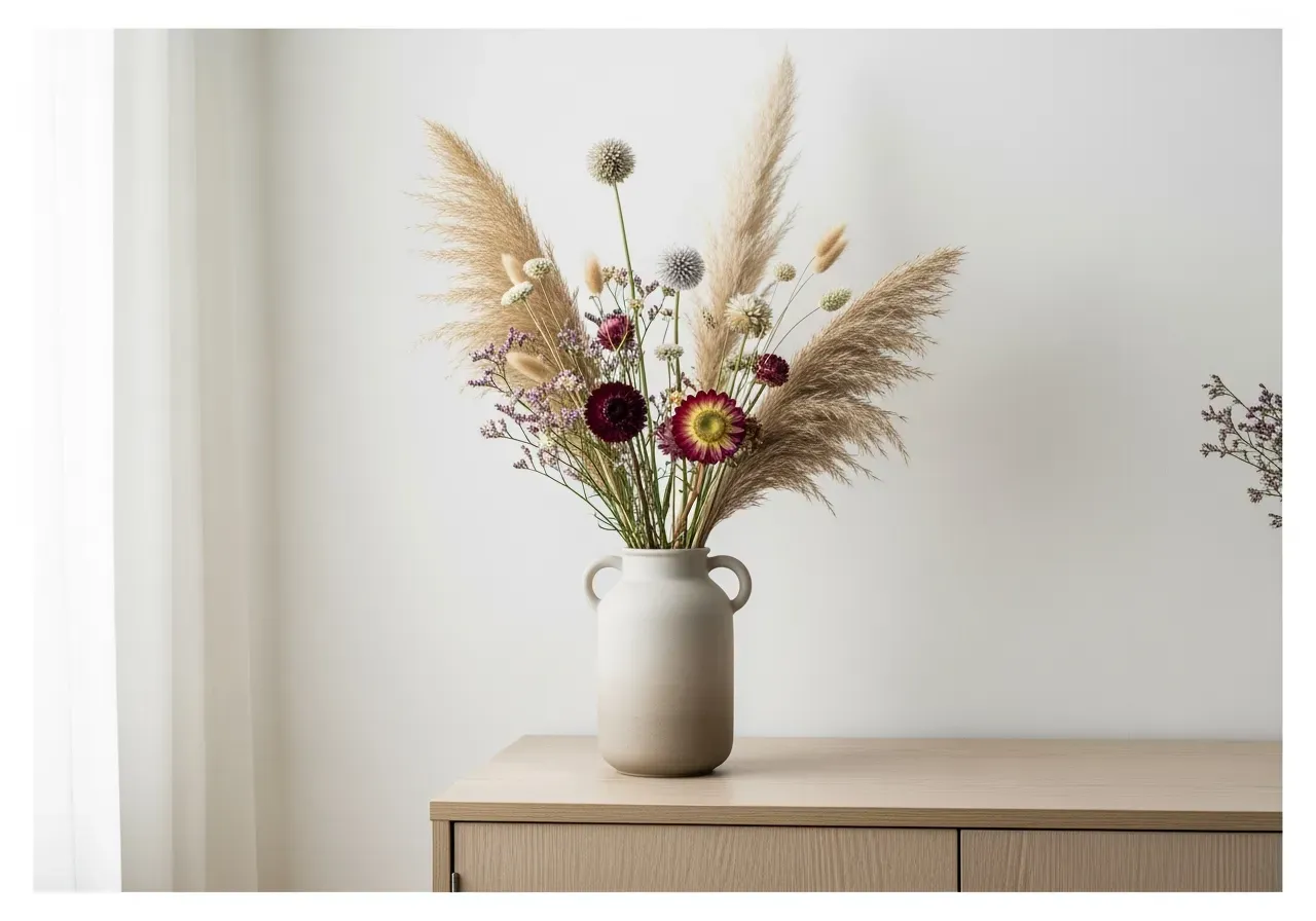 Pampas och prydnadsgräs i bunt