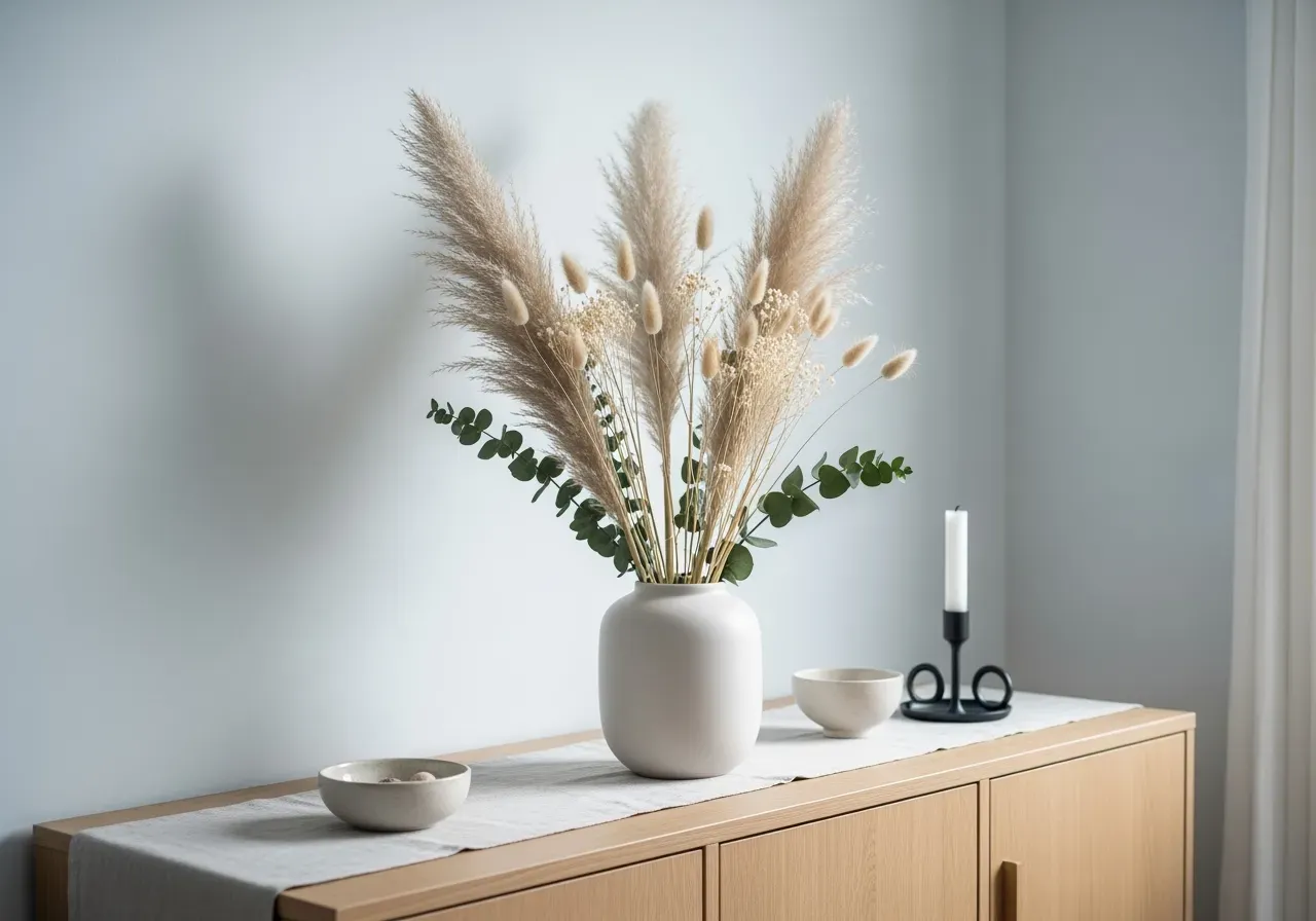 Torkat bladverk i dekorativa buntar