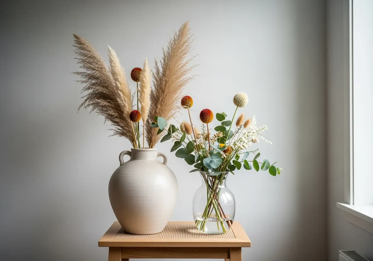 Pastell torkade buketter i hemmet