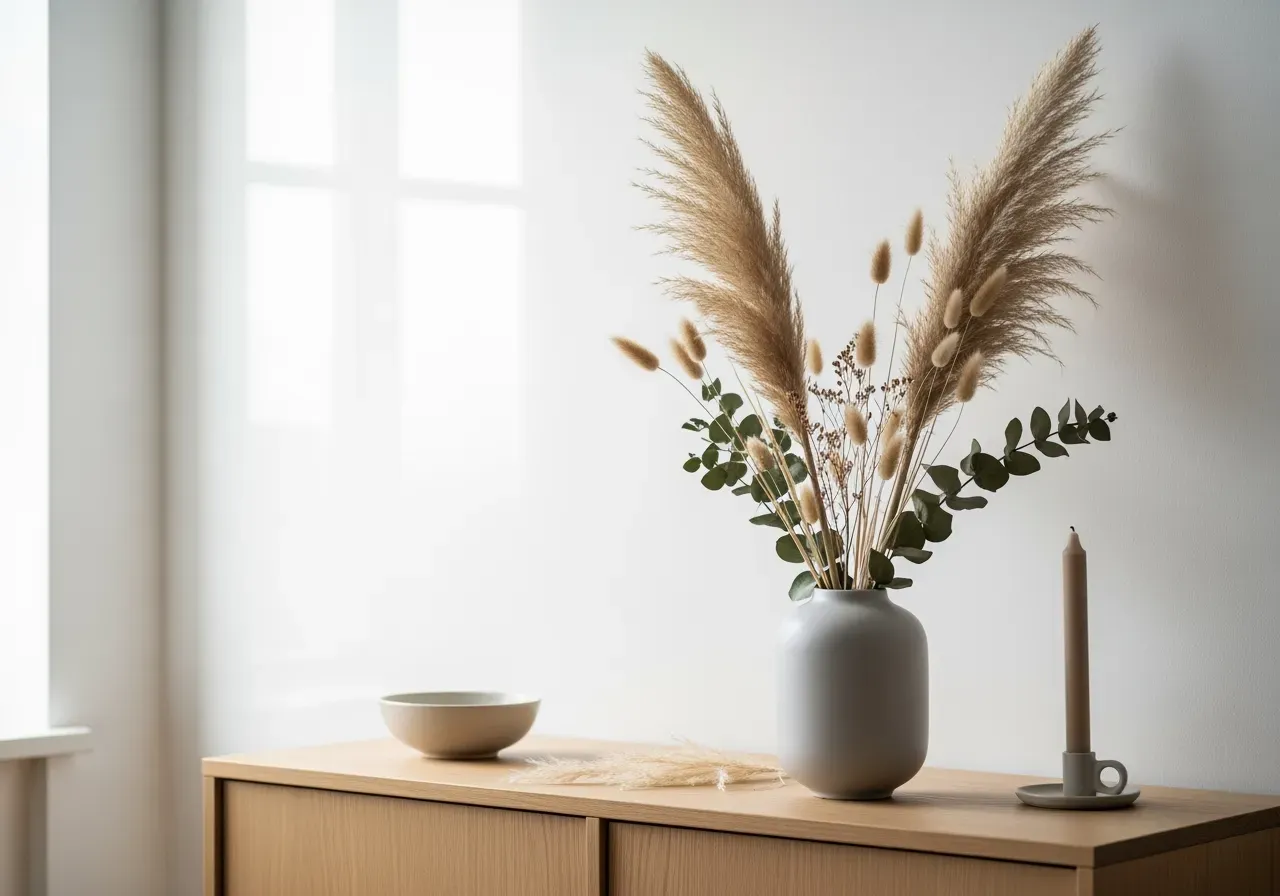 Hållbar bas med torkade blommor