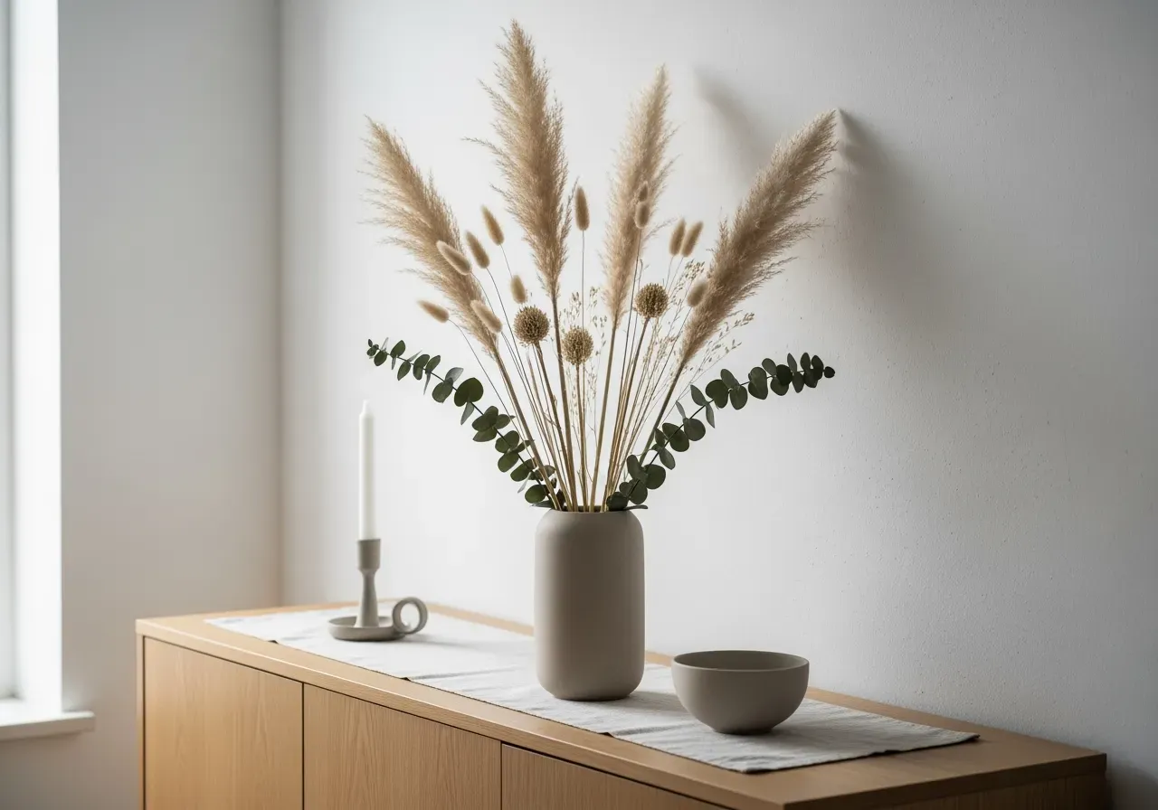 Torkade kransar av säd och gräs