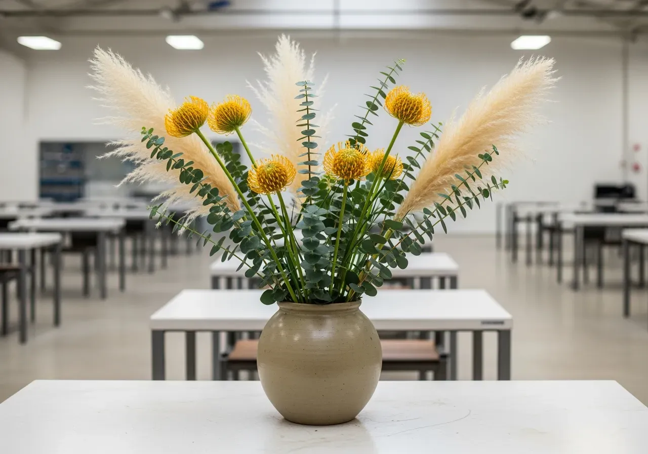 Lagurus och helichrysum i bunt