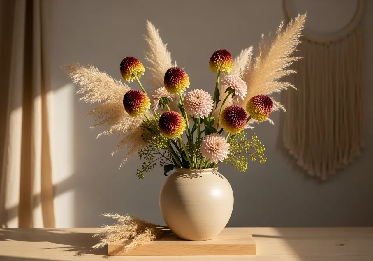 Torkade riddarsporre achillea miskantus