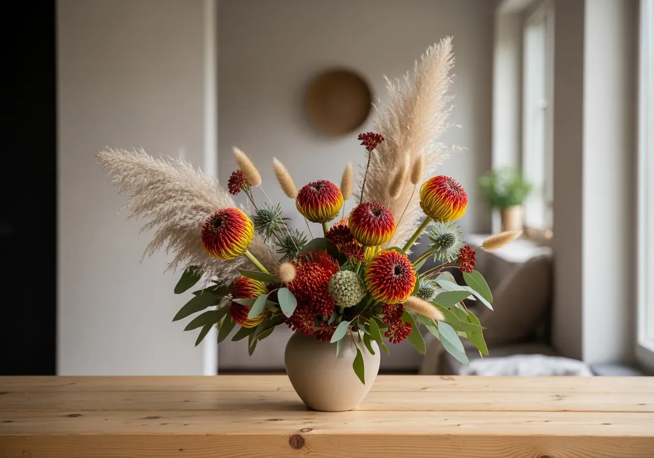 Torkad risp i bunt i vas