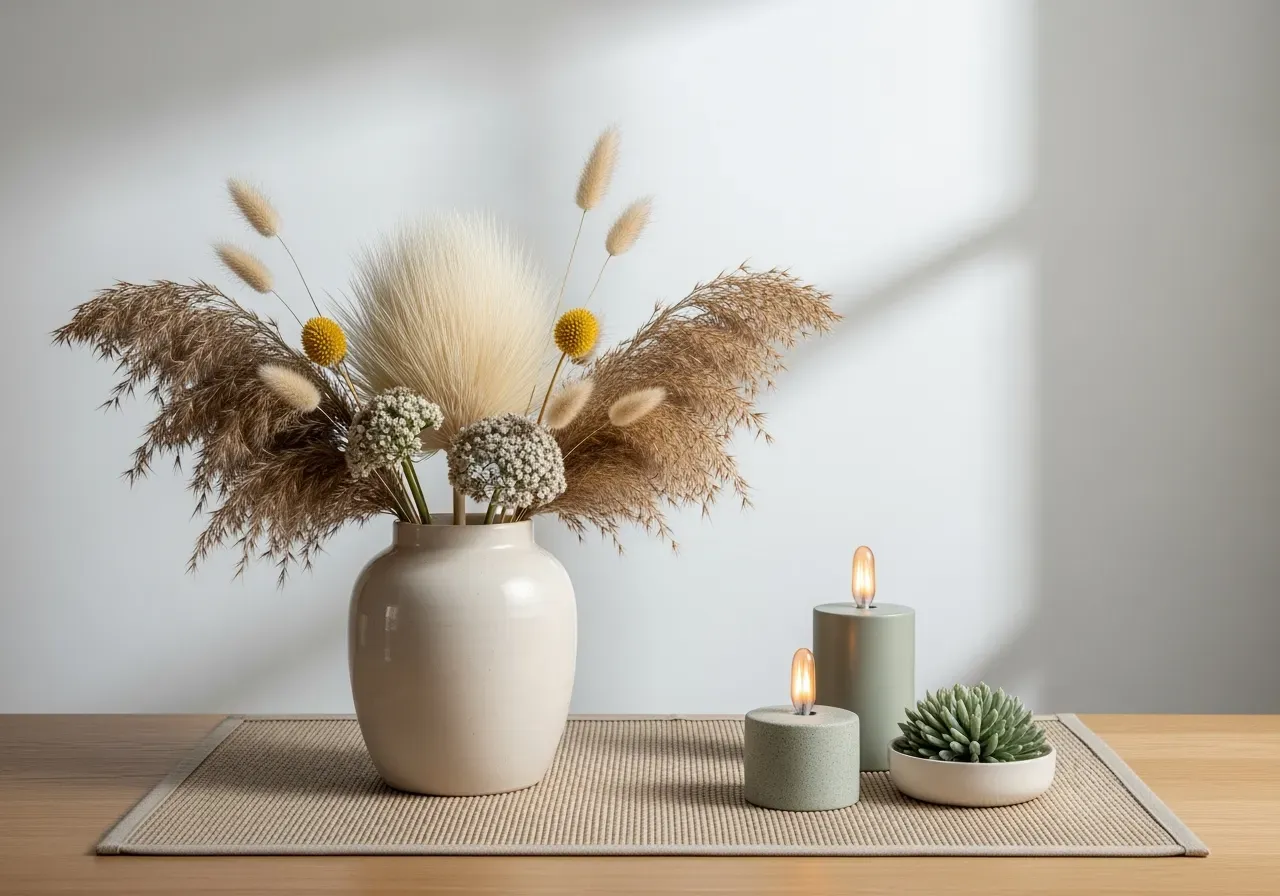 Textur med torkade blommor hemma