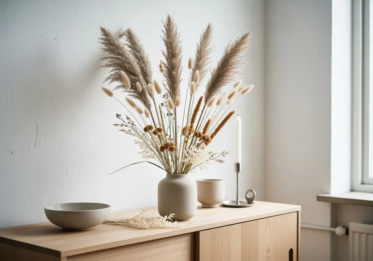 Torkad vallmo hirs och färgtistel